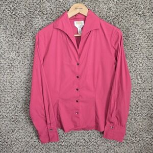 Talbots Top Womens 12 Pink Button Up Stretch Long Sleeve Career‎ Cotton Ladies